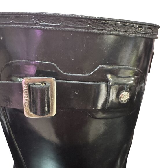 Hunter Original Short Gloss Women's Rubber Short Boots Black Size 6 - Picture 7 of 9